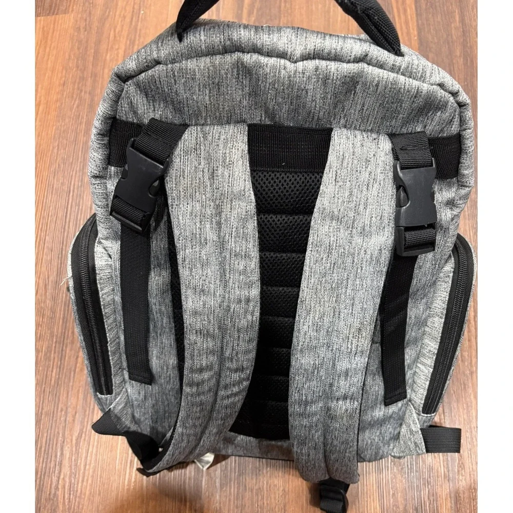 Eddie Bauer‎ Gray Rainier Back Pack Diaper-Bag Center Handle-Stroller Loops